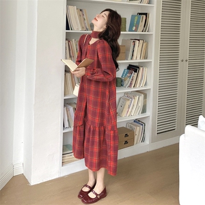 【现货】2025新款秋季红格子连衣裙2C009/8919/P115K168图片