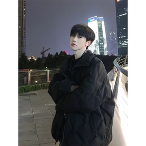 黑色菱形格棉服外套男冬季cleanfit短款美式高街M6133/特P83图片