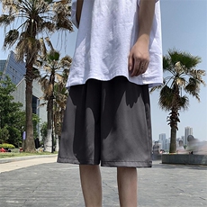抖音得物二开夏季冰感透气速干轻薄舒适简约纯色休闲冰丝短裤，男装休闲裤，电商A486