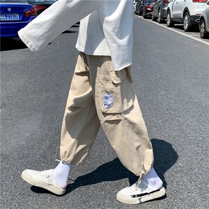 910A-G150秋装街头潮流休闲裤男女情侣束脚九分裤子图片