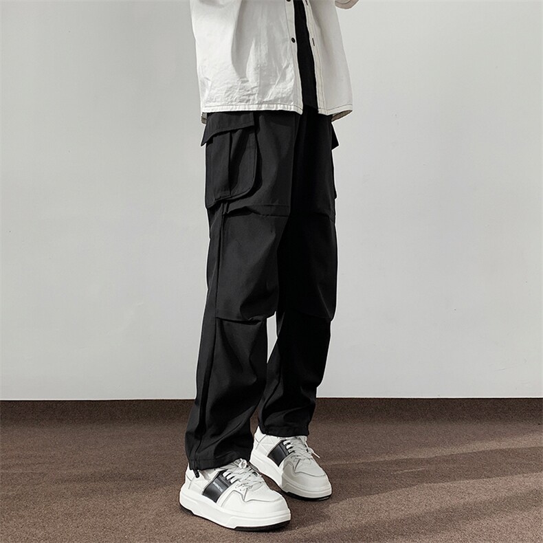 双色美式大口袋工装裤男春夏新款宽松运动直筒休闲长裤K322/p52，男装工装外套，电商B381-1
