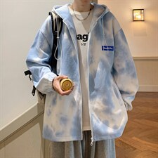 电商DSA028-WY22W501P55春秋新款连帽华夫格扎染卫衣夹克男控69，男装卫衣，电商A028