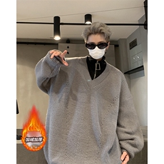 简洁高雅文艺范个性毛衣休闲情侣百搭加绒款潮流针织衫HY597JRP65，男装针织衫/毛衣，电商A102B