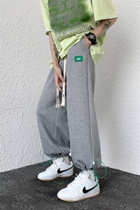 秋季港风休闲裤男包边包条拖地裤宽松大码束脚裤卫裤 KP60 P55图片