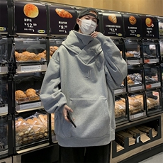 潮牌忍者加绒连帽卫衣男oversize宽松高领美式外套WG108-P48绒55，男装卫衣，星座1008