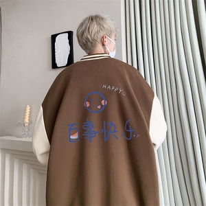 摇粒绒棒球服男大码开衫卫衣男夹克 BF86183-P65图片