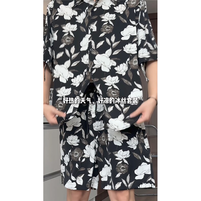 1短袖衬衫男+短裤男套装男聚酯纤维M-5XL大码TZ78709P50控98，男装牛仔裤，星座226-2