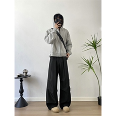 褶边西装裤老钱风百搭慵懒阔腿垂感休闲西裤504-K900-特P42控78，男装西服套装，星座504