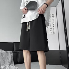 新中式风盘扣裤子男款春夏潮牌宽松阔腿休闲短裤子D5502-P33，男装牛仔裤，星座308B-2