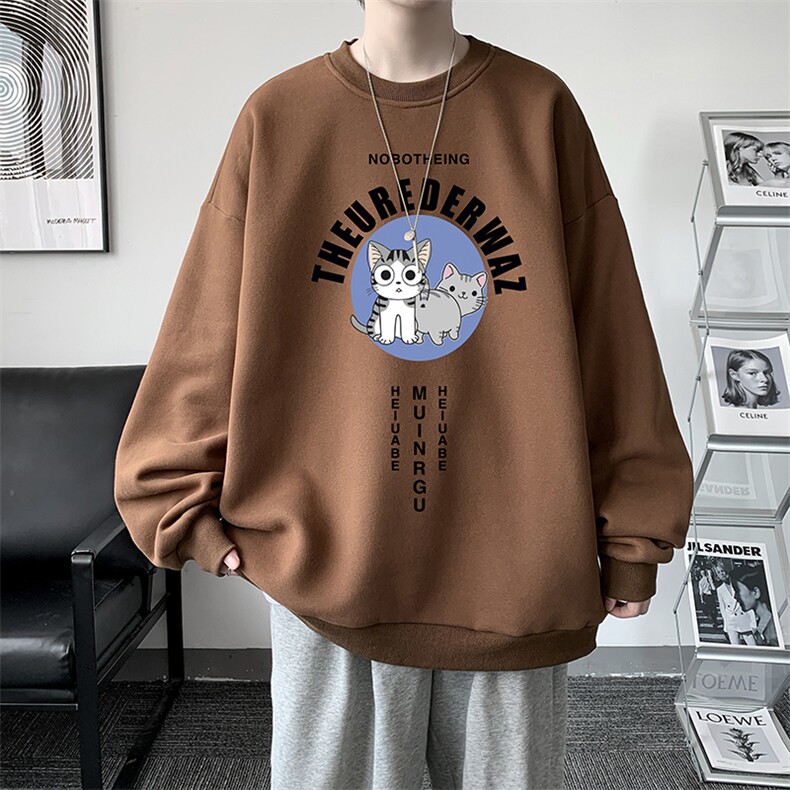圆领卫衣男大码加厚加绒长袖t恤男S6160-P28加绒款-P33,男装卫衣,电商A040