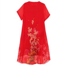特肥特大码女300斤260胖mm超大号240夏装棉绸人造棉遮胯大连衣裙，女装连衣裙，缘衣格