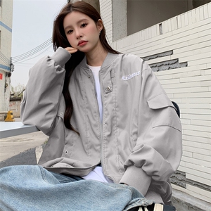 A098-P88 复古设计感棒球服秋季ins美式街头宽松百搭夹克外套图片