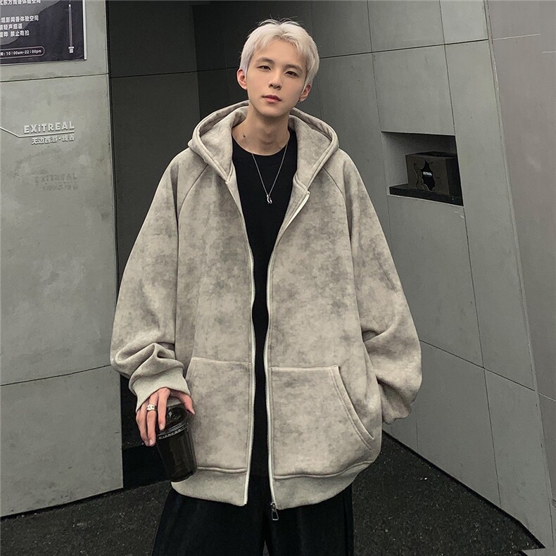 2024重工扎染渐变做旧拉链卫衣美式男女开始宽松连帽外套JK91-P78,男装卫衣,电商C307