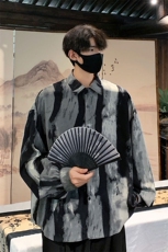 1港风冰丝扎染衬衣大码M-5XL风潮长袖衬衫男CS88796P35控68，男装衬衫，星座226-2