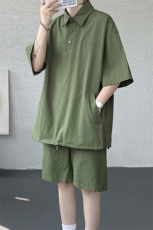 8XL-M日系工装短袖衬衫男夏季POLO衫t恤休闲运动套装TZ38004特P55，男装Polo衫，电商B312