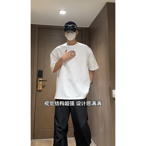 视频切片垫肩短袖T恤纯色纯棉t恤衫（现货支持二开T2430-特P23