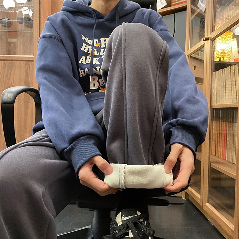 加绒加厚冬季高街休闲直筒裤715-6-BX22P55(控78）,男装休闲裤,星座715-6