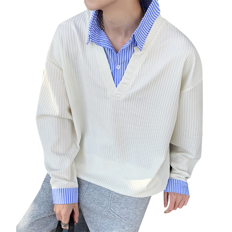 学院风假两件卫衣潮流宽松休闲上衣A161-MT-2603-P48,男装卫衣,电商A161