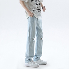 现货抖音品质破洞牛仔裤男小脚B342-K7040-特P45，男装牛仔裤，电商B342