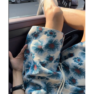 现货！夏威夷海岛蓝花卉夏季短裤夏季沙滩裤-EX50795-特批25图片