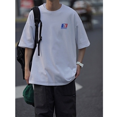 抖音供货260克重磅纯棉宽松大码印花短袖T恤A158-T87-P28控48，男装T恤，电商A158