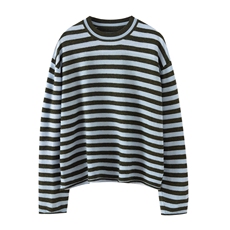 秋季新款针织条纹套头上衣时尚百搭，女装羊毛衫，庆大羊绒