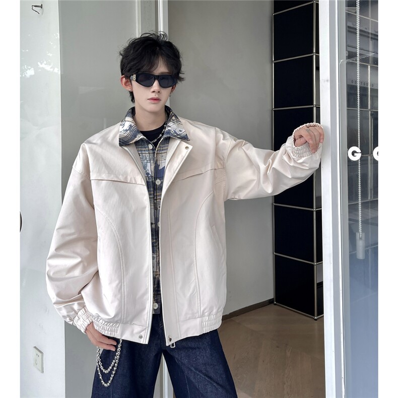 2026春季新款美式复古cleanfit格子拼接翻领夹克情侣外套TP79W362,男装夹克,电商A170