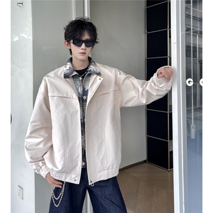 2026春季新款美式复古cleanfit格子拼接翻领夹克情侣外套TP79W362图片