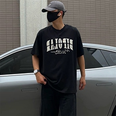 万针全刺绣工艺抖音得物高品质260克重磅纯棉双纱美式高街短袖T恤，男装T恤，电商A486-1