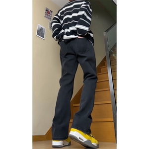 ！水洗微喇叭加绒牛仔裤修身显瘦现货 常规55加绒65图片
