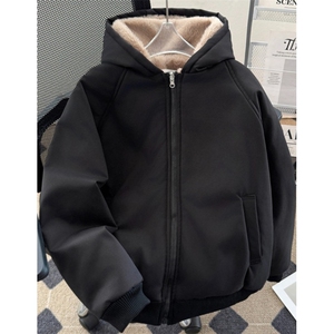 小众座山雕毛绒连帽卫衣双面穿外套情侣棉服 M9922图片