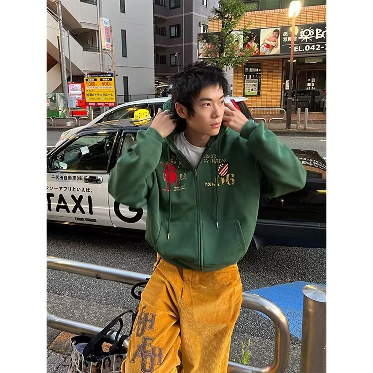 仿棉布料刺绣开衫卫衣ins慵懒时尚简约百搭潮流流行新款原宿日系,男装卫衣,星座506A