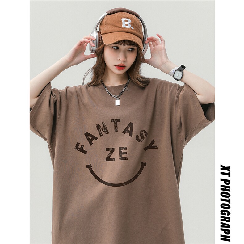 纯棉 中性23夏季简约字母印花百搭五分袖短袖体恤T6065 P25控38图片