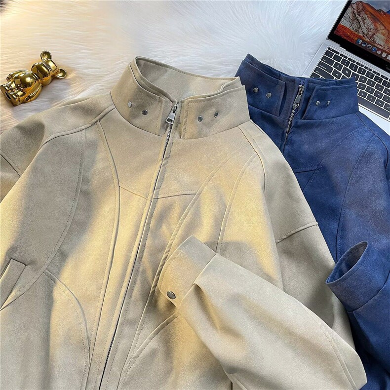 PU皮衣男士高街帅气百搭做旧宽松2025春季ins新款外套W6453-P99，男装皮衣，星座412-3
