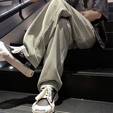 2024牛仔裤男女同款抽绳美式设计感休闲裤N03p45，男装牛仔裤，电商D315