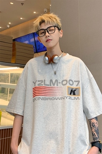 港风条纹印花设计短袖T恤男DT77779P18块特价控38：供抖音视频图片