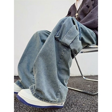 高街街头hiphop潮流设计工装牛仔裤百搭休闲裤N08213-P53，男装牛仔裤，星座308B-1
