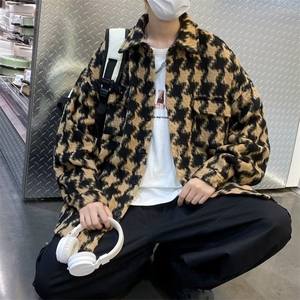 千鸟格方领青春流行外穿单排扣宽松型夹克FW03P75图片