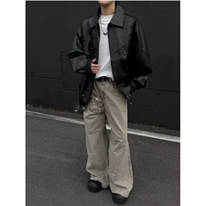 欧美街头潮流宽松机车服皮衣男高级感飞行员PU皮夹克外套M053/P75，男装夹克，星座506