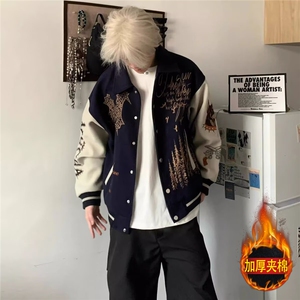 网图高质量刺绣呢料夹克廓形飞行员棒球服外套XY18010-P68 夹棉80图片