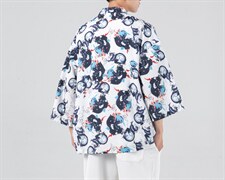 21夏 大码汉服仙鹤潮披风和服开衫薄款半袖道袍防晒衣 F12-1/P40,男装风衣,钱塘713