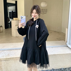 26春新款现-黑色网纱可盐可甜卫衣连衣裙2607A黑-P155K248，女装连衣裙，2B190