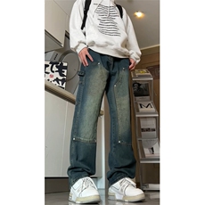 有视频现货伐木工装牛仔裤男宽松直筒GK07-P55-限价68，男装牛仔裤，星座310A-1