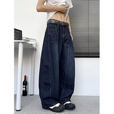 复古字母刺绣弯刀牛仔裤男款夏季宽松休闲解构阔腿长裤N7031，男装牛仔裤，星座1116A（原606A-3）