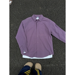 棉纯棉衬衫成衣水洗休闲衬衫男女宽松纯色衬衣 GC27-P35图片