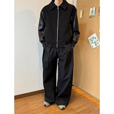 【有货】DV83-P65美式棒球服春秋季短款拼色PU皮夹克情侣装外套，男装夹克，星座603-2