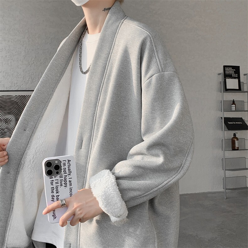 M~8XL大码重磅开衫卫衣秋冬加绒加厚保暖V领外套KS2101/P60加绒80图片