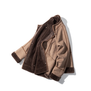 1白底皮毛一体高级感轻奢机车大码M-5XL棉服外套男8708P158控228图片
