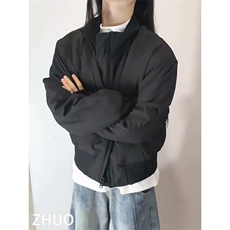 现货26春装美拉德立领飞行夹克纯色复古廓形高街棒球服外套，男装夹克，电商A486