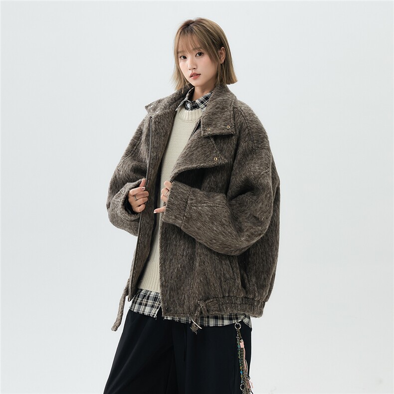 现货大翻领CIEANFIT韩系高级感痞帅上衣宽松港风外套N61-P130,女装短外套,电商A170